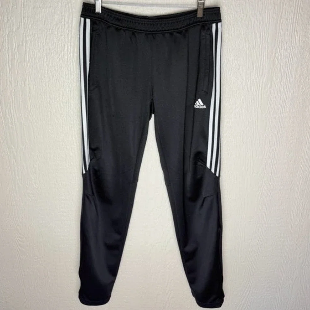 Adidas Mens Climacool Soccer Training Pants Black White 3-Stripe Tapered Large